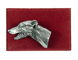 Brosch Greyhound huvud silver