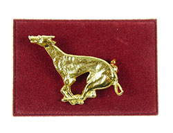 Brosch springande Greyhound guld